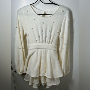 Fashion Nova White Pearl Romper